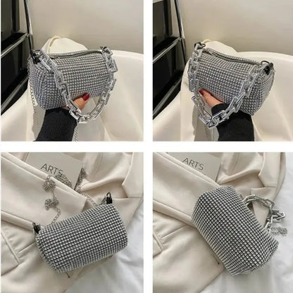 Rhinestone Bucket Bag - Glittering Evening Accessory - Premium Crossbody Bags from Shop1103841340 Store - Just $19.49! Shop now at Handbags Specialist Headquarter