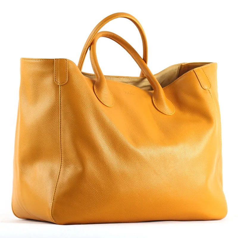 Oversized 41cm Big Women Tote Bag 100% Natural Leather Top Cow Hide Leather Handbag Luxury Lady Travel Bag Daily New - Premium Luggage Travel Bags from eprolo - Just $162.13! Shop now at Handbags Specialist Headquarter