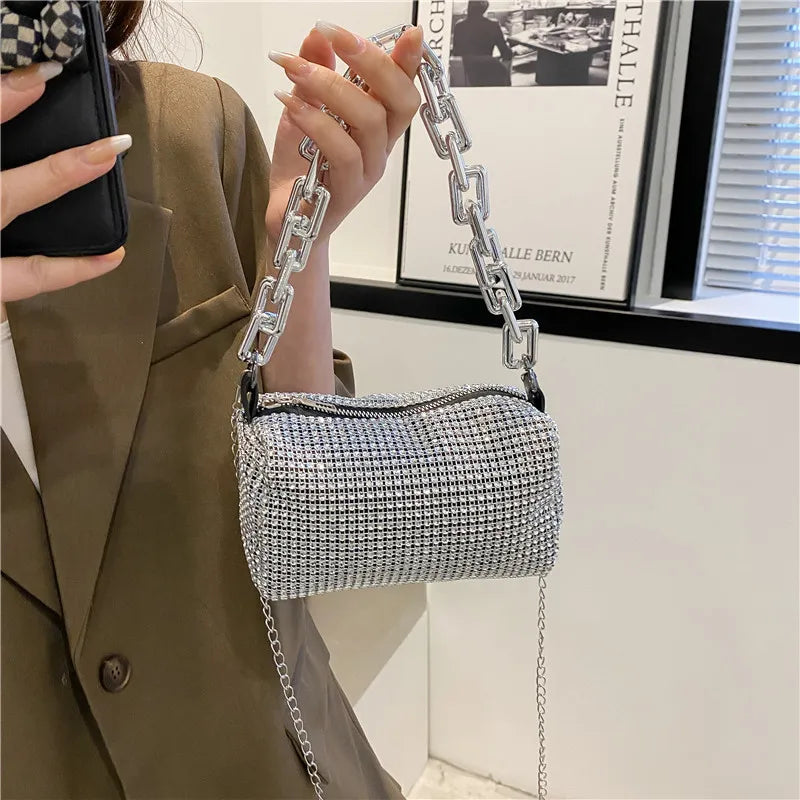 Rhinestone Bucket Bag - Glittering Evening Accessory - Premium Crossbody Bags from Shop1103841340 Store - Just $19.49! Shop now at Handbags Specialist Headquarter