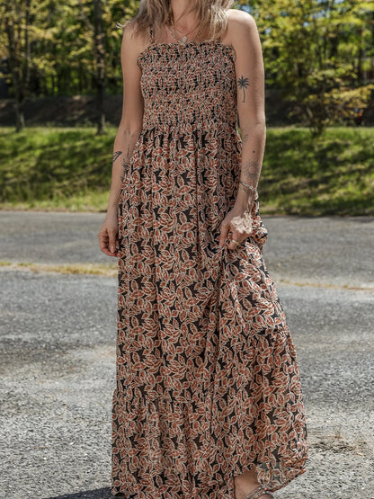 Printed Smocked Bodice Maxi Dress - Premium Maxi Dress from Trendsi - Just $57.99! Shop now at Handbags Specialist Headquarter