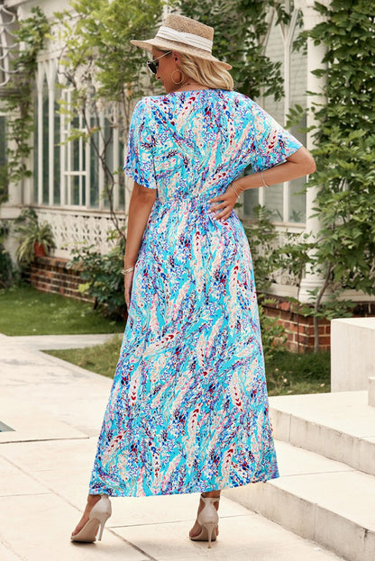 Multicolored V-Neck Maxi Dress - Premium Maxi Dress from Trendsi - Just $38.99! Shop now at Handbags Specialist Headquarter