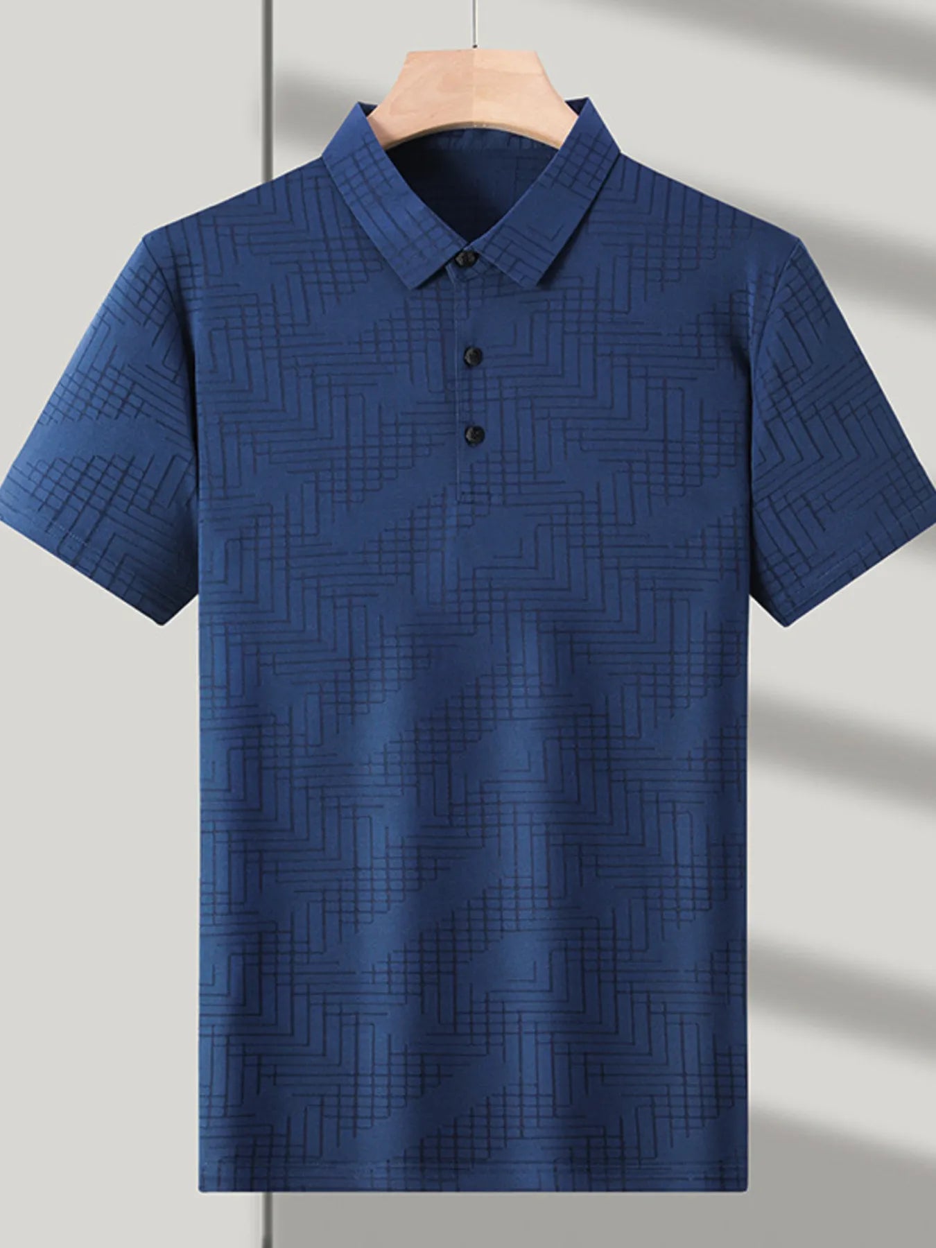 Men's Plus Size Textured Short Sleeve Polo Shirt - Premium Men's Polo shirt from Trendsi - Just $43.99! Shop now at Handbags Specialist Headquarter