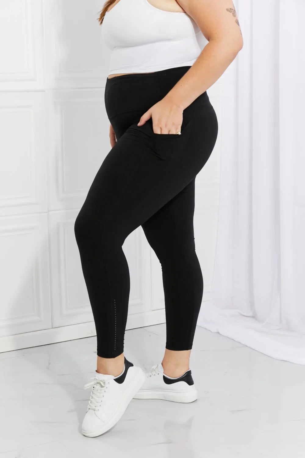Leggings Depot Full Size Strengthen and Lengthen Reflective Dot Active Leggings - Premium Leggings from Trendsi - Just $37.62! Shop now at Handbags Specialist Headquarter