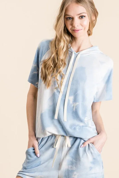 BiBi Tie Dye French Terry Hoodie Top and Bottom Set - Premium  from Trendsi - Just $19.99! Shop now at Handbags Specialist Headquarter