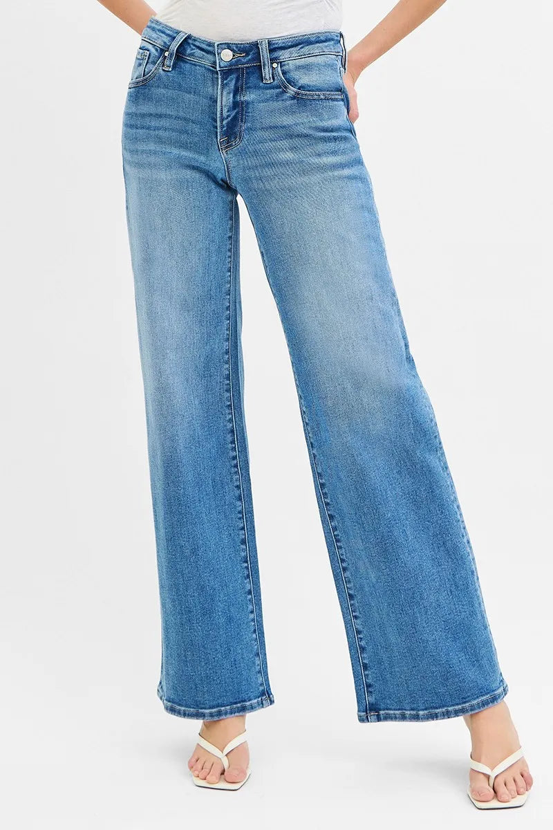 RISEN Full Size Low Rise Wide Leg Jeans Plus Size - Premium Women / Jeans & Denim from Trendsi - Just $70.99! Shop now at Handbags Specialist Headquarter