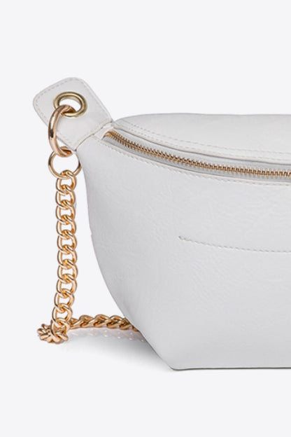 PU Leather Chain Strap Crossbody Bag - Premium Crossbody Bag from Trendsi - Just $35.99! Shop now at Handbags Specialist Headquarter