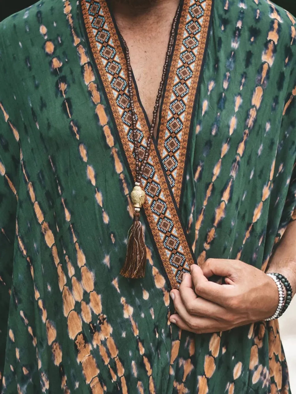 Men's Plus Size Printed Open Front Cover-Up - Premium Men's T Shirt from Trendsi - Just $27.40! Shop now at Handbags Specialist Headquarter