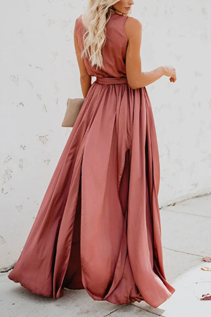 Surplice Tie Waist Maxi Dress - Premium Maxi Dress from Trendsi - Just $39.99! Shop now at Handbags Specialist Headquarter