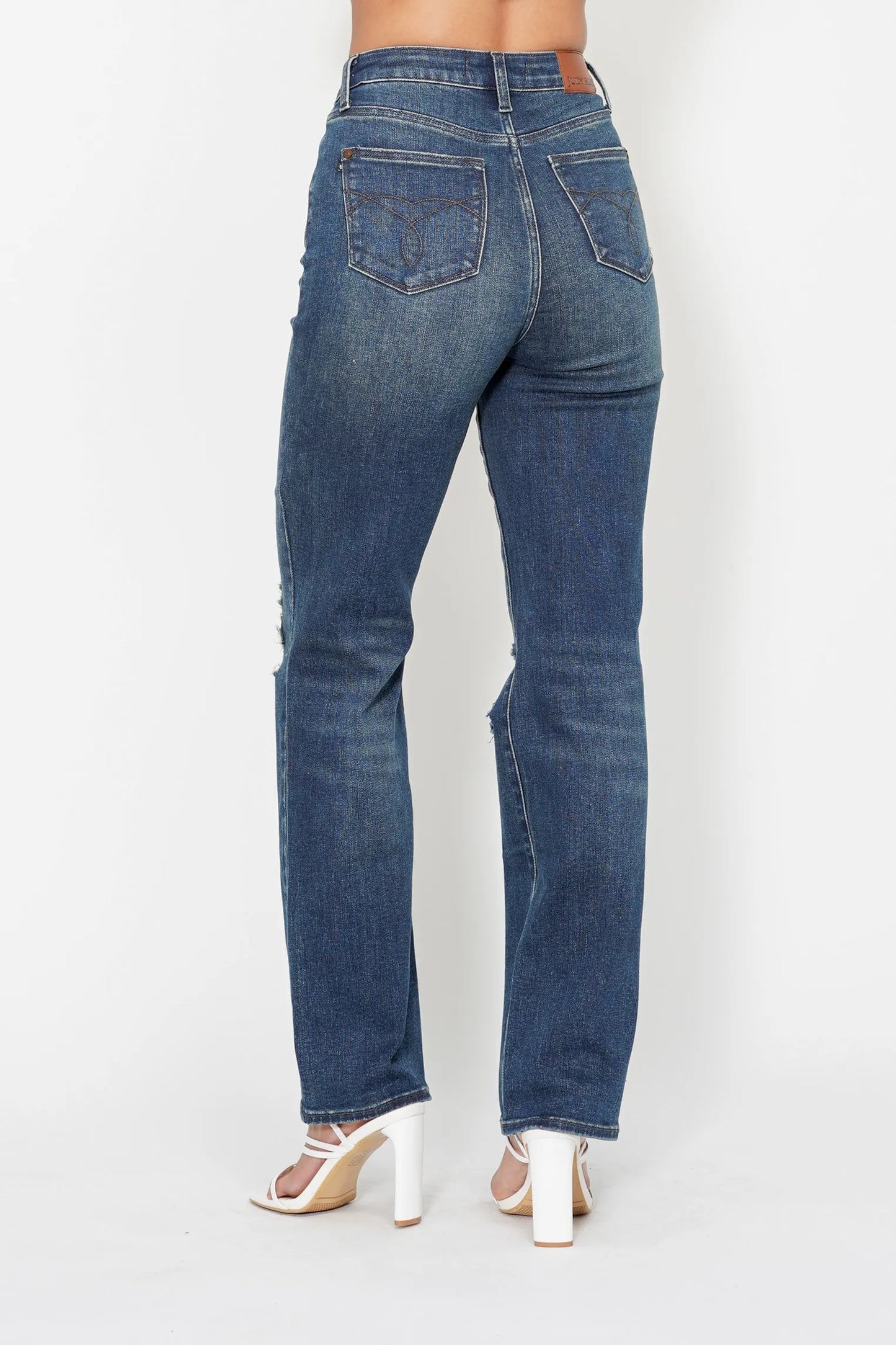 Judy Blue Full Size Hw Ripped Knee Dad Jeans Plus Size - Premium Women / Jeans & Denim from Trendsi - Just $67.99! Shop now at Handbags Specialist Headquarter