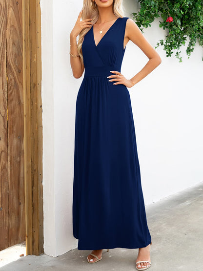 Surplice Neck Sleeveless Maxi Dress - Premium Maxi Dress from Trendsi - Just $38.99! Shop now at Handbags Specialist Headquarter