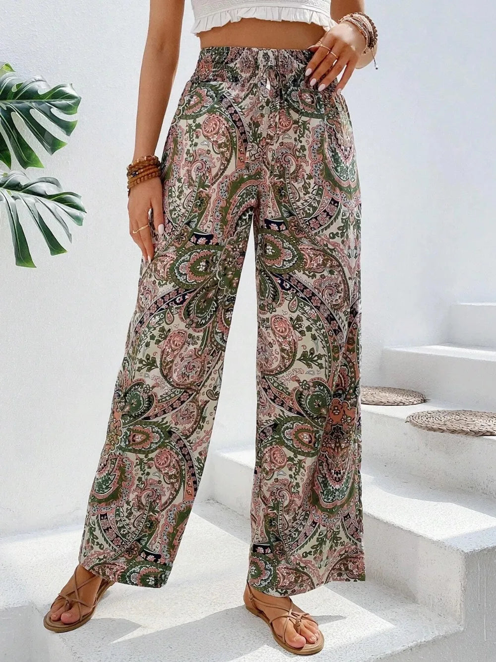 Printed Wide Leg Pants - Premium Women Pants from Trendsi - Just $27.99! Shop now at Handbags Specialist Headquarter