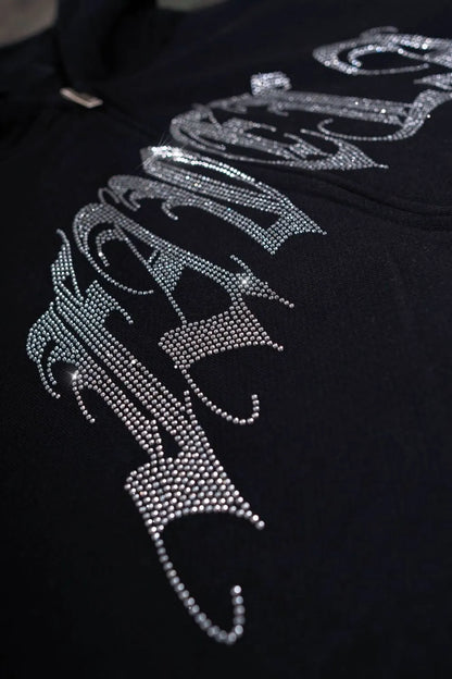 Men's Rhinestone Letter Zip Up Long Sleeve Hoodie - Premium Men's Sweatshirts from Trendsi - Just $31.02! Shop now at Handbags Specialist Headquarter