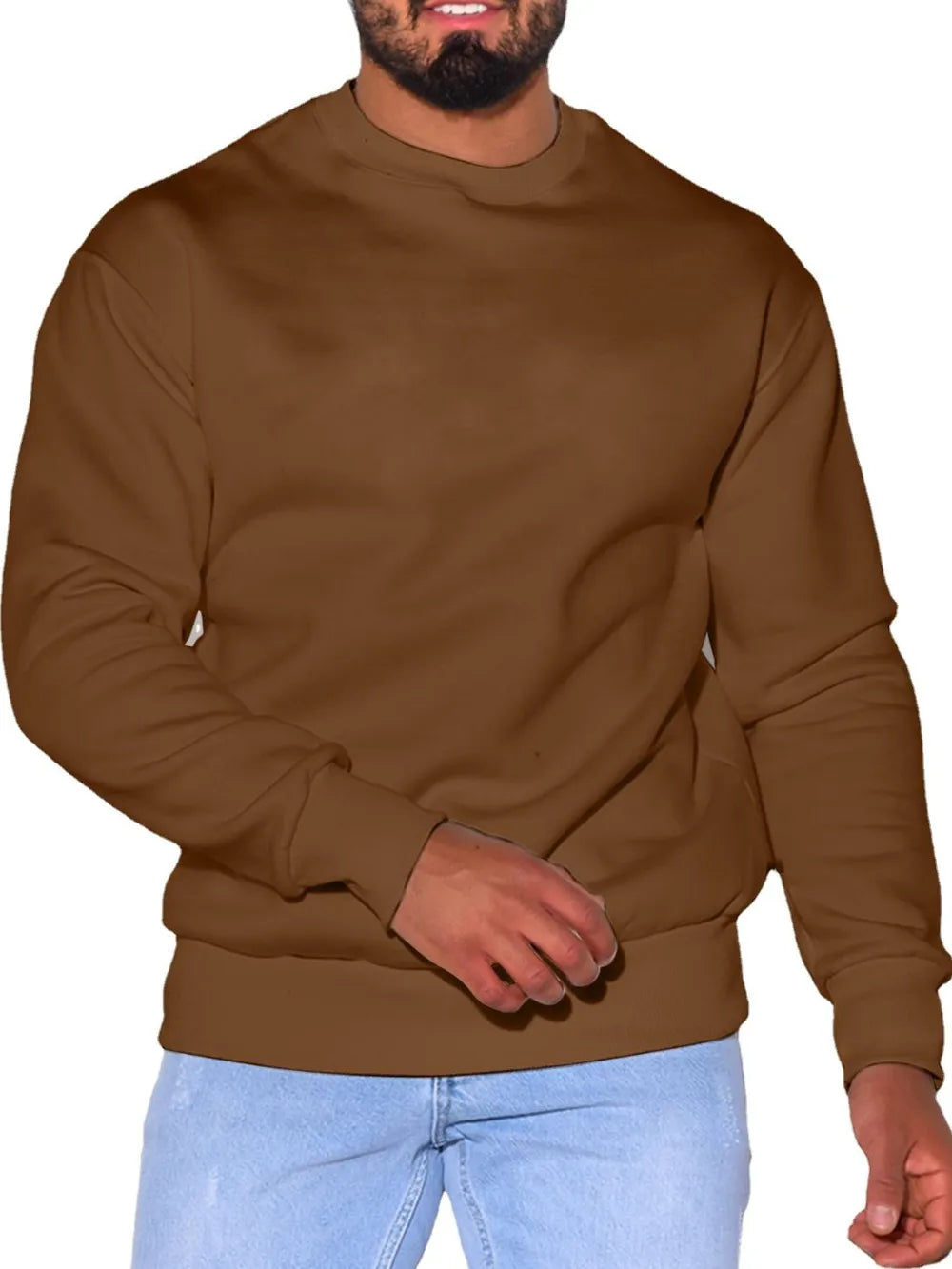 Men's Plus Size Round Neck Sweatshir - Premium Men's Sweatshirts from Trendsi - Just $23.98! Shop now at Handbags Specialist Headquarter