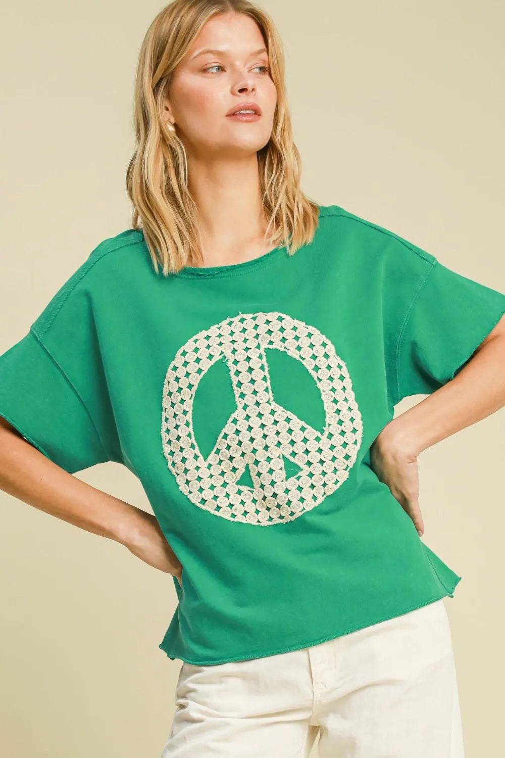 Umgee Full Size Mineral Wash T-Shirt with Lace Applique Plus Size - Premium Dresses from Trendsi - Just $51.99! Shop now at Handbags Specialist Headquarter