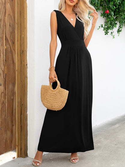 Surplice Neck Sleeveless Maxi Dress - Premium Maxi Dress from Trendsi - Just $38.99! Shop now at Handbags Specialist Headquarter