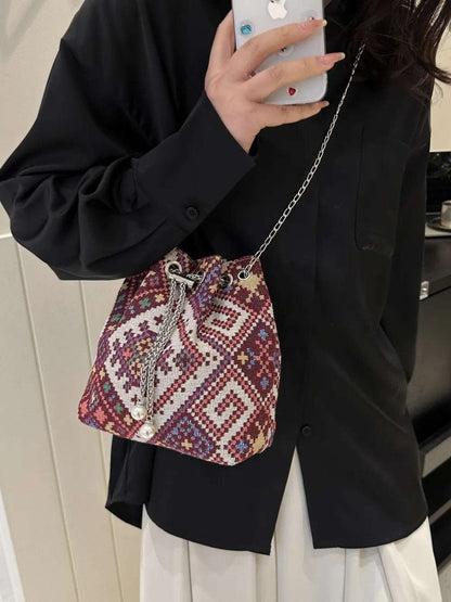 Printed Chain Bucket Bag - Premium Crossbody Bag from Trendsi - Just $19.99! Shop now at Handbags Specialist Headquarter