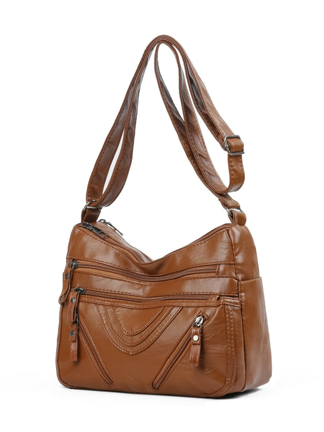 PU Multi-Compartment Crossbody Bag.