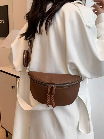PU Leather Adjustable Strap Crossbody Bag with Coin Purse - Premium Crossbody Bag from Trendsi - Just $27.99! Shop now at Handbags Specialist Headquarter