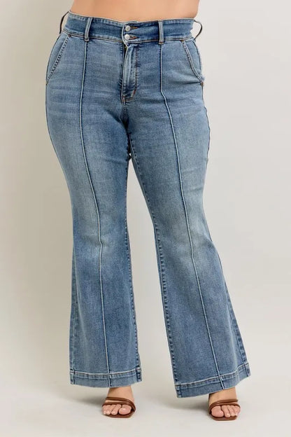 Judy Blue Full Size High-Waist Flare Denim Jeans with Front Seam Detail Plus Size - Premium Women / Jeans & Denim from Trendsi - Just $71.99! Shop now at Handbags Specialist Headquarter