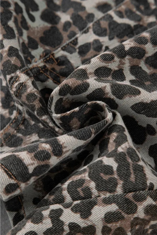 Leopard Denim Mini Skirt - Premium Skirts from Trendsi - Just $37.99! Shop now at Handbags Specialist Headquarter