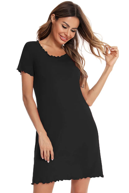 Round Neck Short Sleeve Lounge Dress - Premium Sleepwear from Trendsi - Just $28.99! Shop now at Handbags Specialist Headquarter