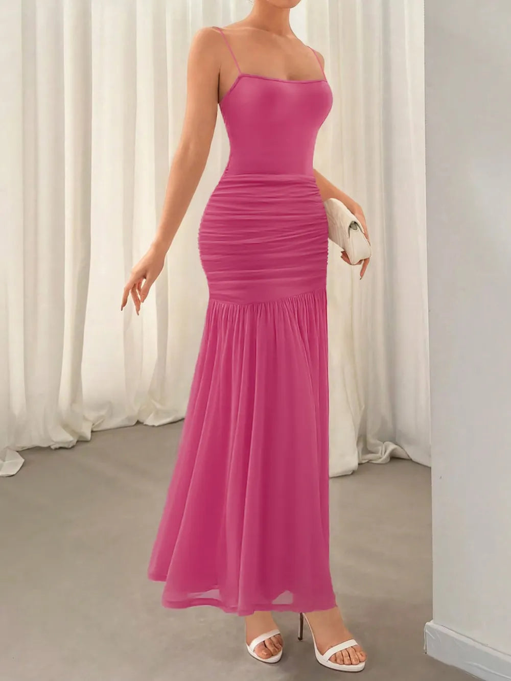 Ruched Maxi Cami Dress - Premium Maxi Dress from Trendsi - Just $45.99! Shop now at Handbags Specialist Headquarter