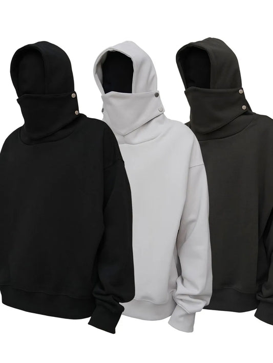 Men's Long Sleeve Hoodie with Mask - Premium Men's Sweatshirts from Trendsi - Just $105.14! Shop now at Handbags Specialist Headquarter