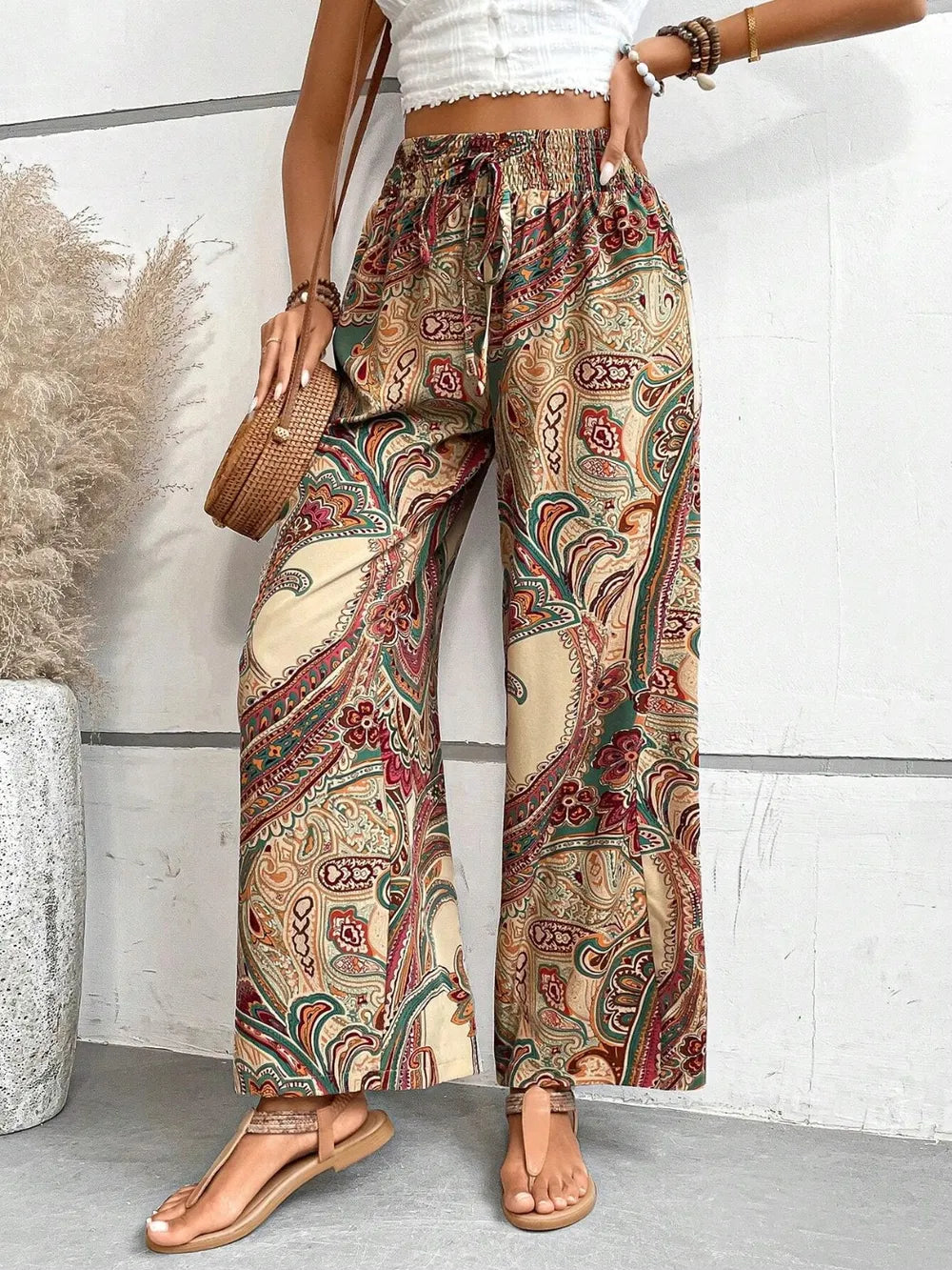 Printed Wide Leg Pants - Premium Women Pants from Trendsi - Just $27.99! Shop now at Handbags Specialist Headquarter