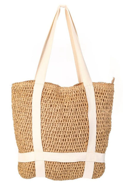Fame Straw Braided Hat Carrier Tote Bag - Premium Tote Bag from Trendsi - Just $44.99! Shop now at Handbags Specialist Headquarter