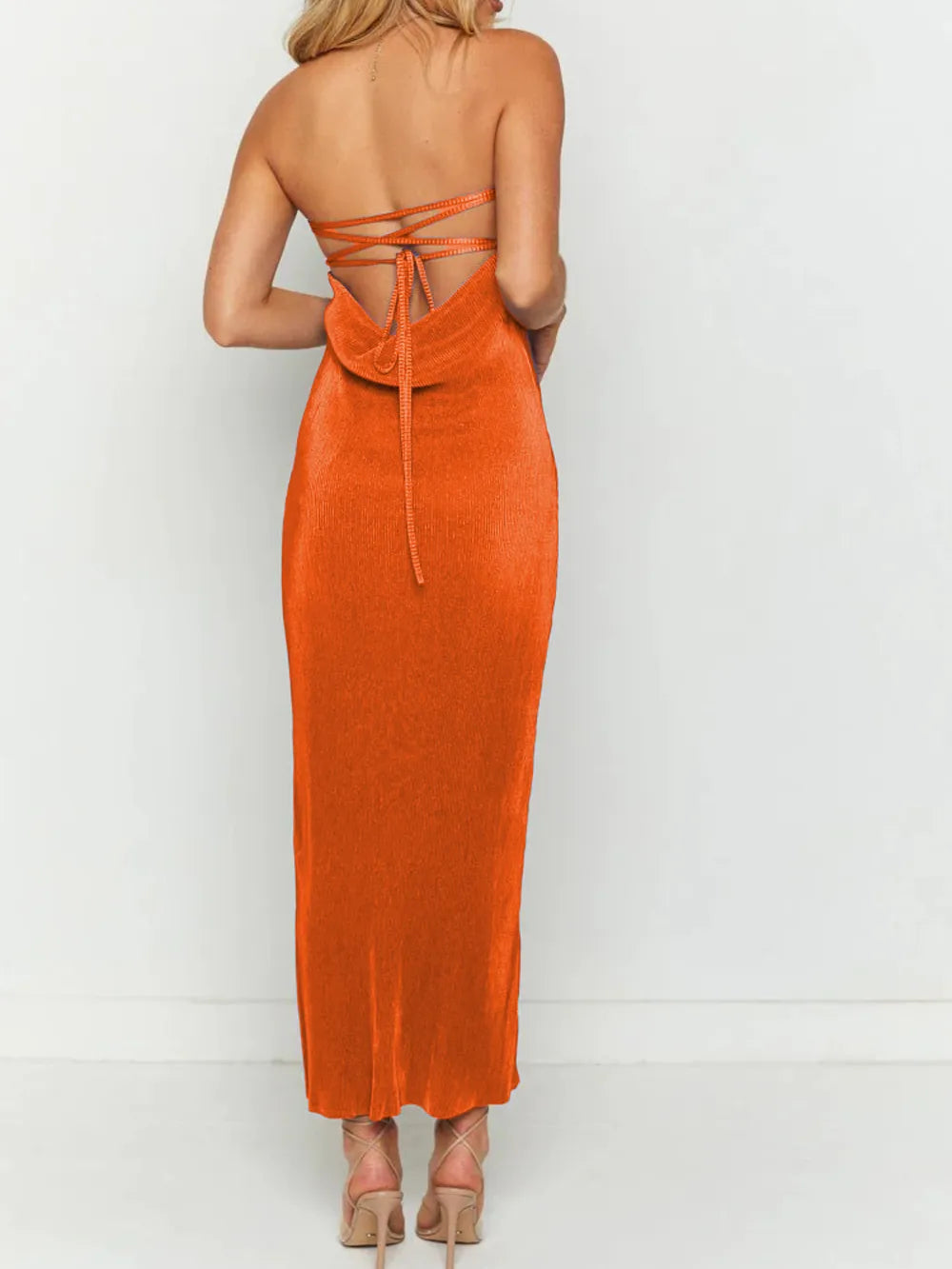 Lace-Up Back Tube Maxi Dress - Premium Maxi Dress from Trendsi - Just $29.99! Shop now at Handbags Specialist Headquarter