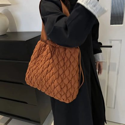 Drawstring Bubble Texture Tote Bag - Premium Tote Bag from Trendsi - Just $39.99! Shop now at Handbags Specialist Headquarter