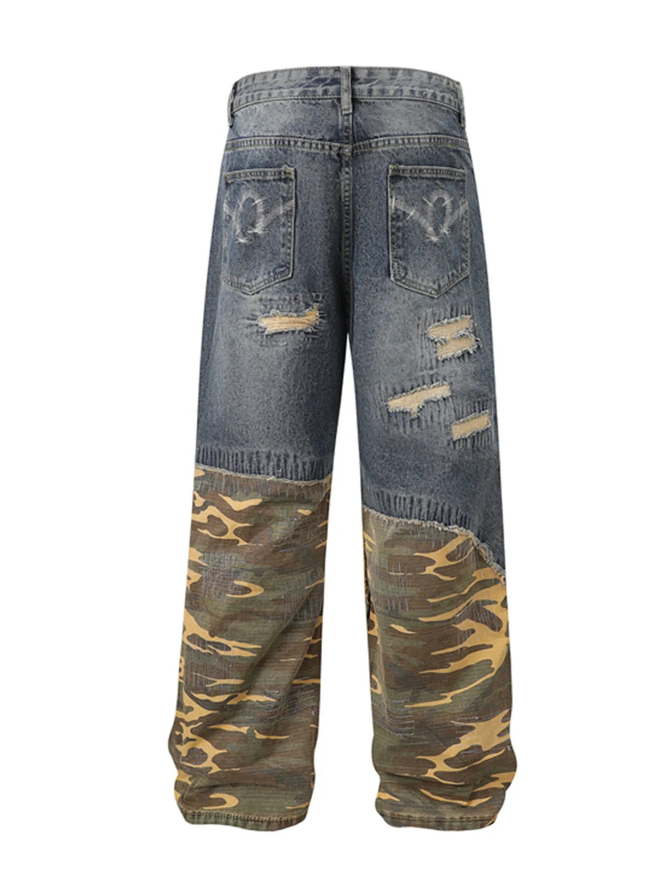 Men's Full Size Distressed Denim Jeans with Camo Patchwork Detailing Plus Size - Premium Women / Jeans & Denim from Trendsi - Just $95.99! Shop now at Handbags Specialist Headquarter