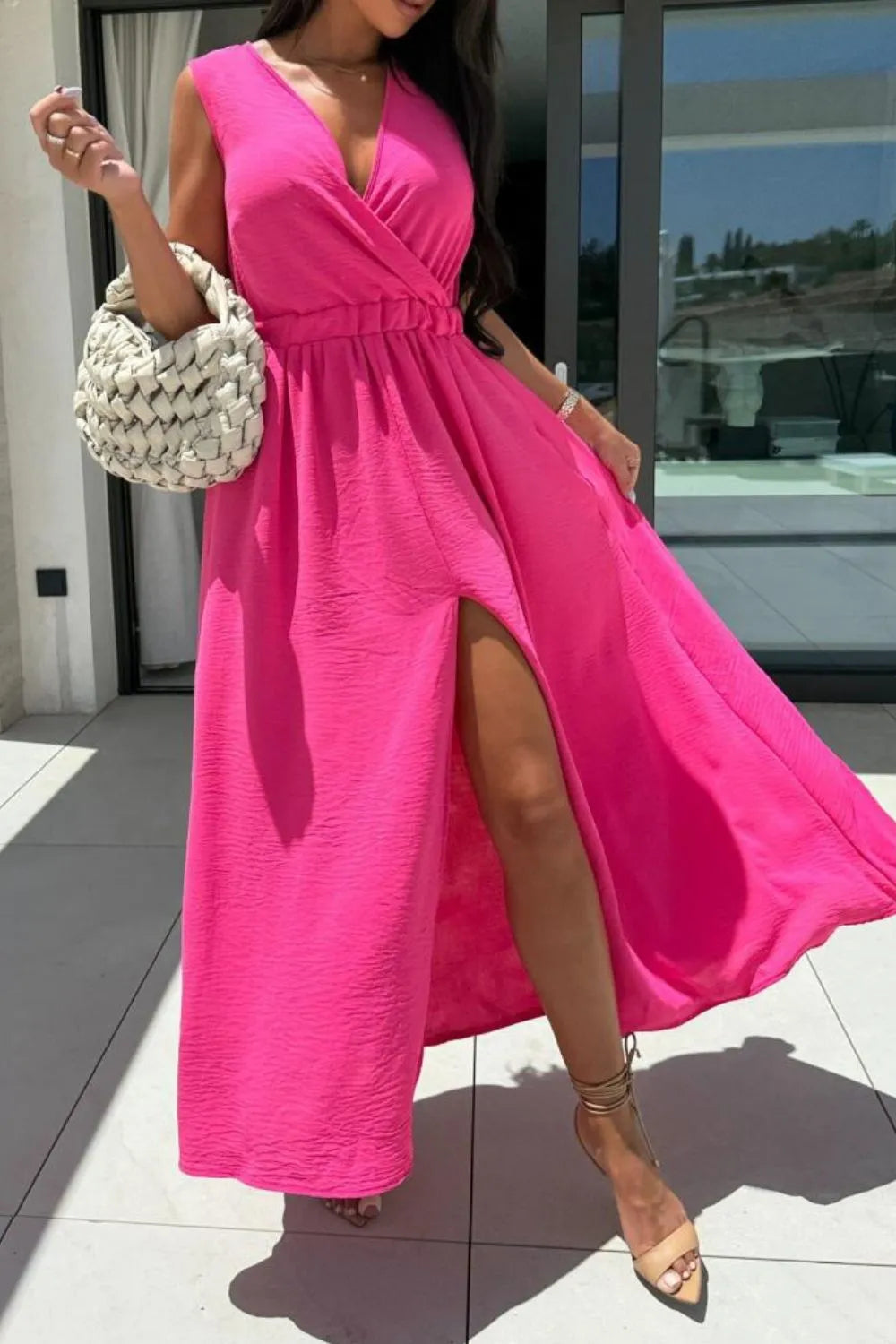 Surplice Sleeveless Slit Maxi Dress - Premium Maxi Dress from Trendsi - Just $34.99! Shop now at Handbags Specialist Headquarter
