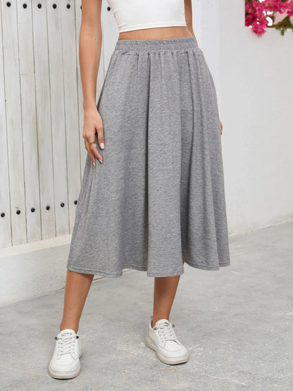 Elastic Waist Skirt With Pockets - Premium Skirts from Trendsi - Just $23.99! Shop now at Handbags Specialist Headquarter
