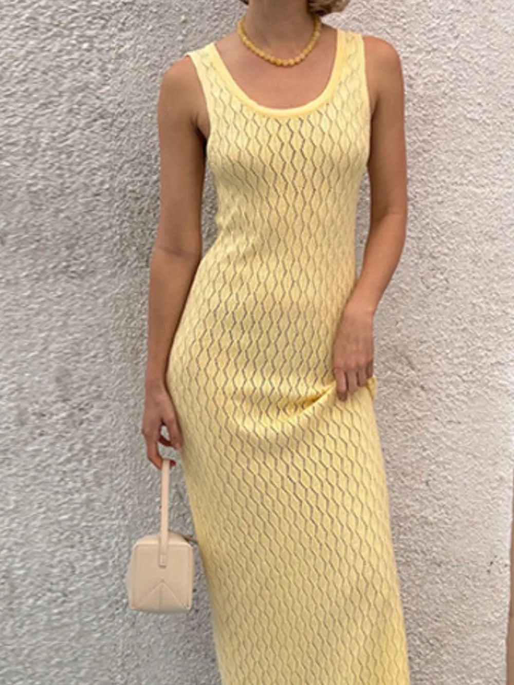 Openwork Sleeveless Maxi Dress - Premium Maxi Dress from Trendsi - Just $31.99! Shop now at Handbags Specialist Headquarter