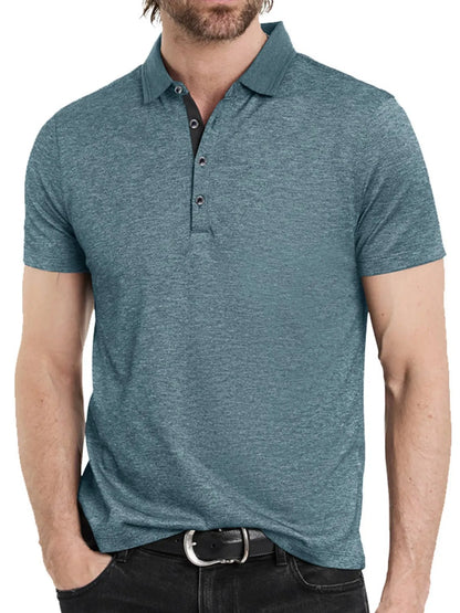 Men's Classic Heathered Short Sleeve Polo Shirt - Premium Men's Polo shirt from Trendsi - Just $39.96! Shop now at Handbags Specialist Headquarter