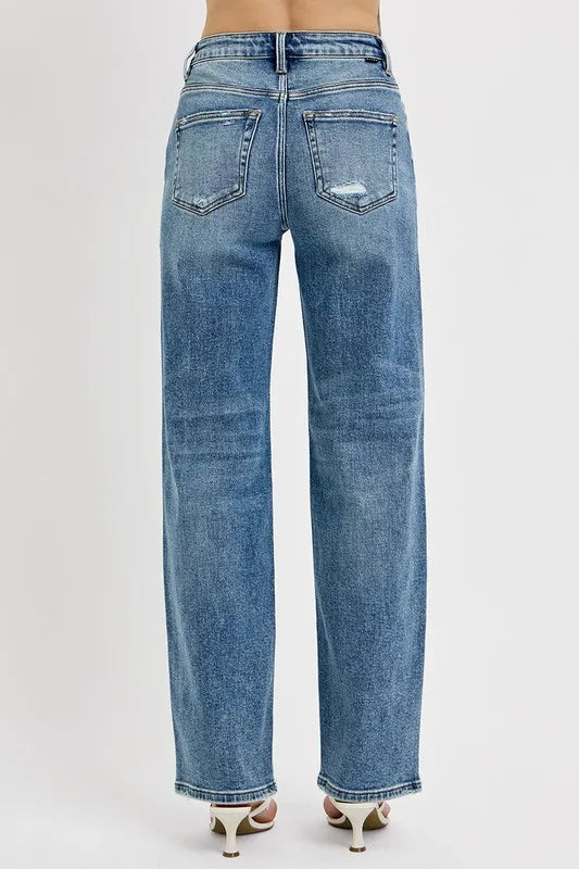 RISEN Full Size Distressed Wide Leg Jeans Plus Size - Premium Women / Jeans & Denim from Trendsi - Just $57.99! Shop now at Handbags Specialist Headquarter