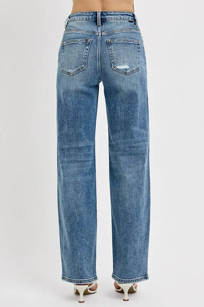 RISEN Full Size Distressed Wide Leg Jeans Plus Size - Premium Women / Jeans & Denim from Trendsi - Just $57.99! Shop now at Handbags Specialist Headquarter