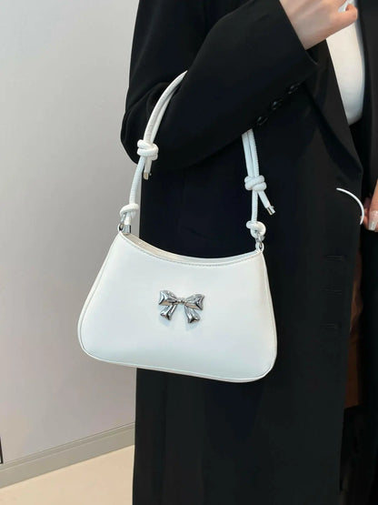 Bow PU Leather Knotted Strap Handbag.