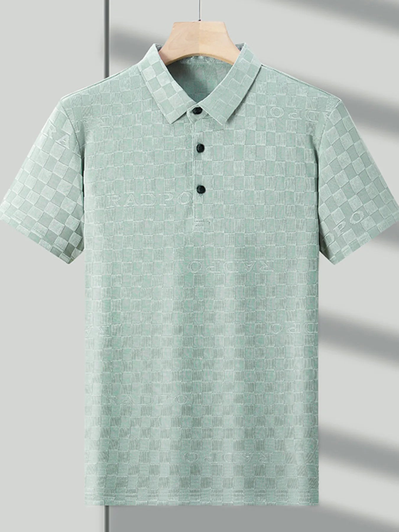 Men's Plus Size Checkered Pattern Short Sleeve Casual Polo Shirt - Premium Men's Polo shirt from Trendsi - Just $35.99! Shop now at Handbags Specialist Headquarter