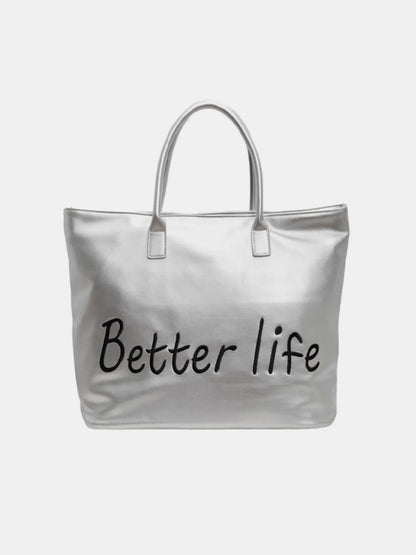 BETTER LIFE PU Leather Tote Bag - Premium Tote Bag from Trendsi - Just $38.99! Shop now at Handbags Specialist Headquarter
