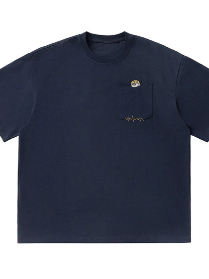 Men's Plus Size Round Neck Embroidered T-Shirt - Premium Men's T-Shirt from Trendsi - Just $30.99! Shop now at Handbags Specialist Headquarter