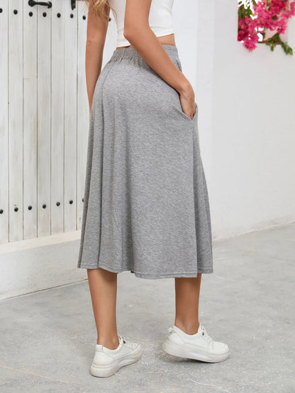 Elastic Waist Skirt With Pockets - Premium Skirts from Trendsi - Just $23.99! Shop now at Handbags Specialist Headquarter
