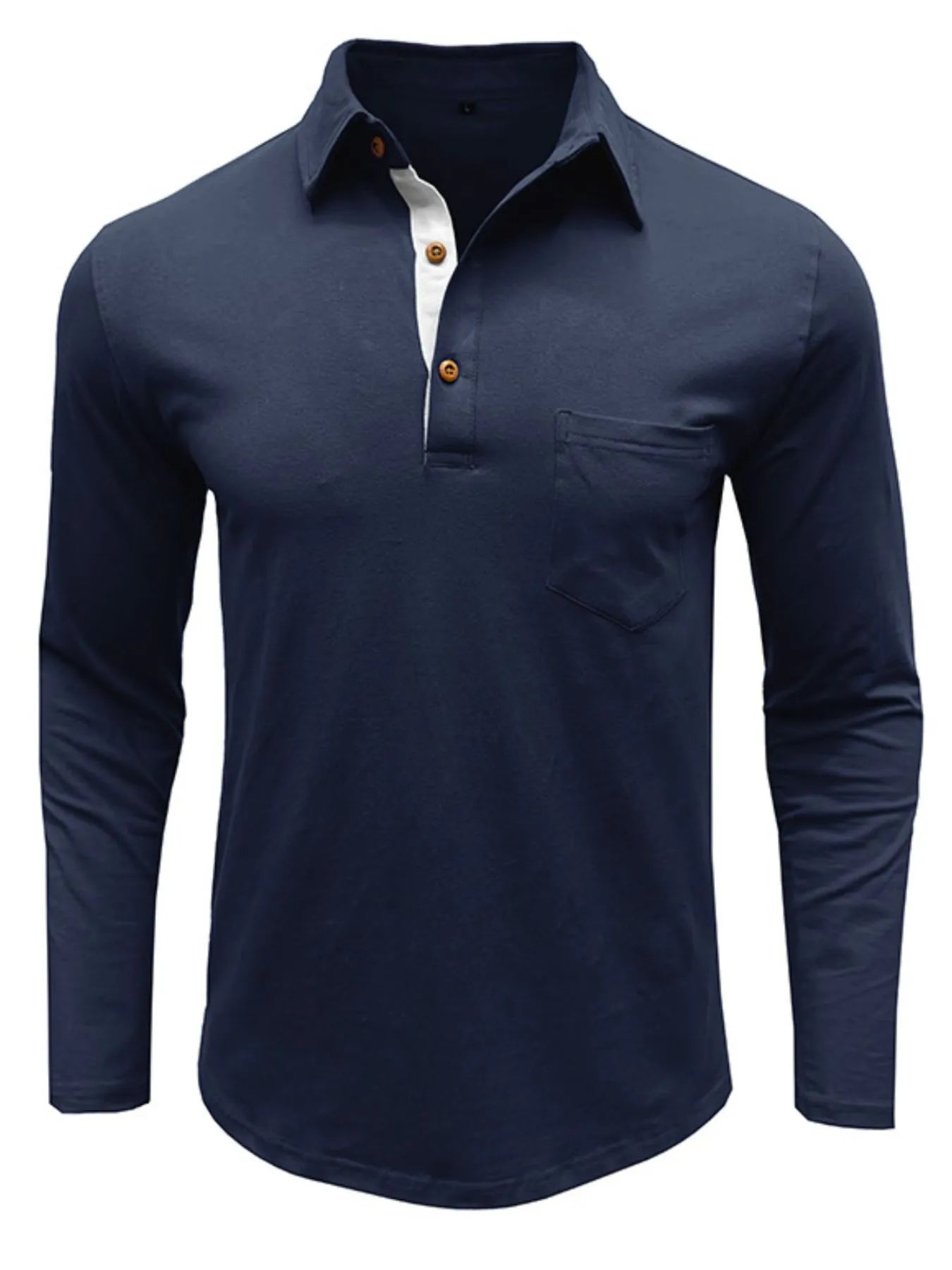 Men's Long Sleeve Polo Shirt with Chest Pocket - Premium Men's Polo shirt from Trendsi - Just $45.04! Shop now at Handbags Specialist Headquarter