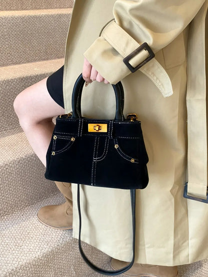 Suede Adjustable Strap Double-Use Handbag - Premium handbags from Trendsi - Just $30.99! Shop now at Handbags Specialist Headquarter