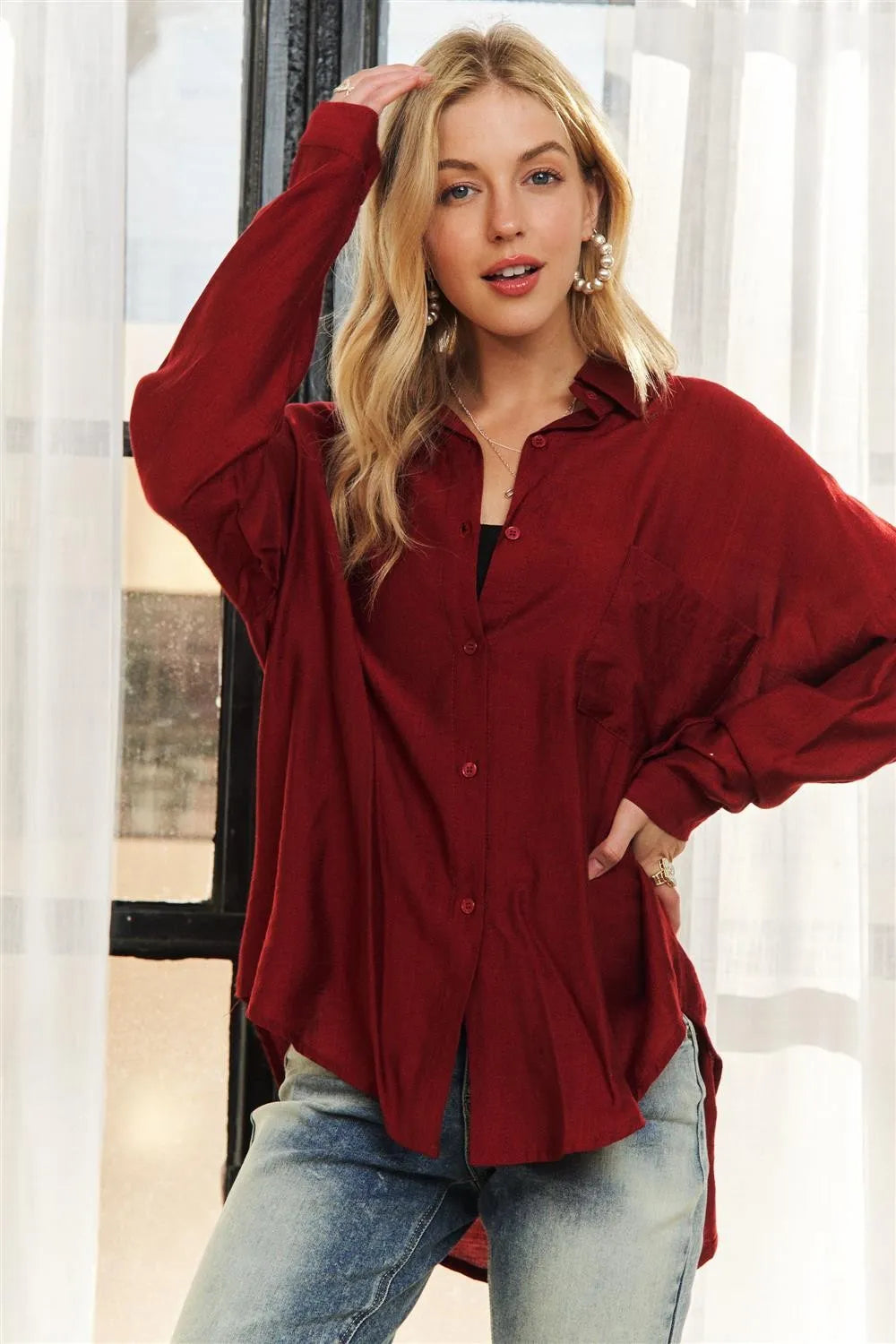 ADORA Button Down Linen Shirt - Premium Women's Down Shirt Tops from Trendsi - Just $40.02! Shop now at Handbags Specialist Headquarter