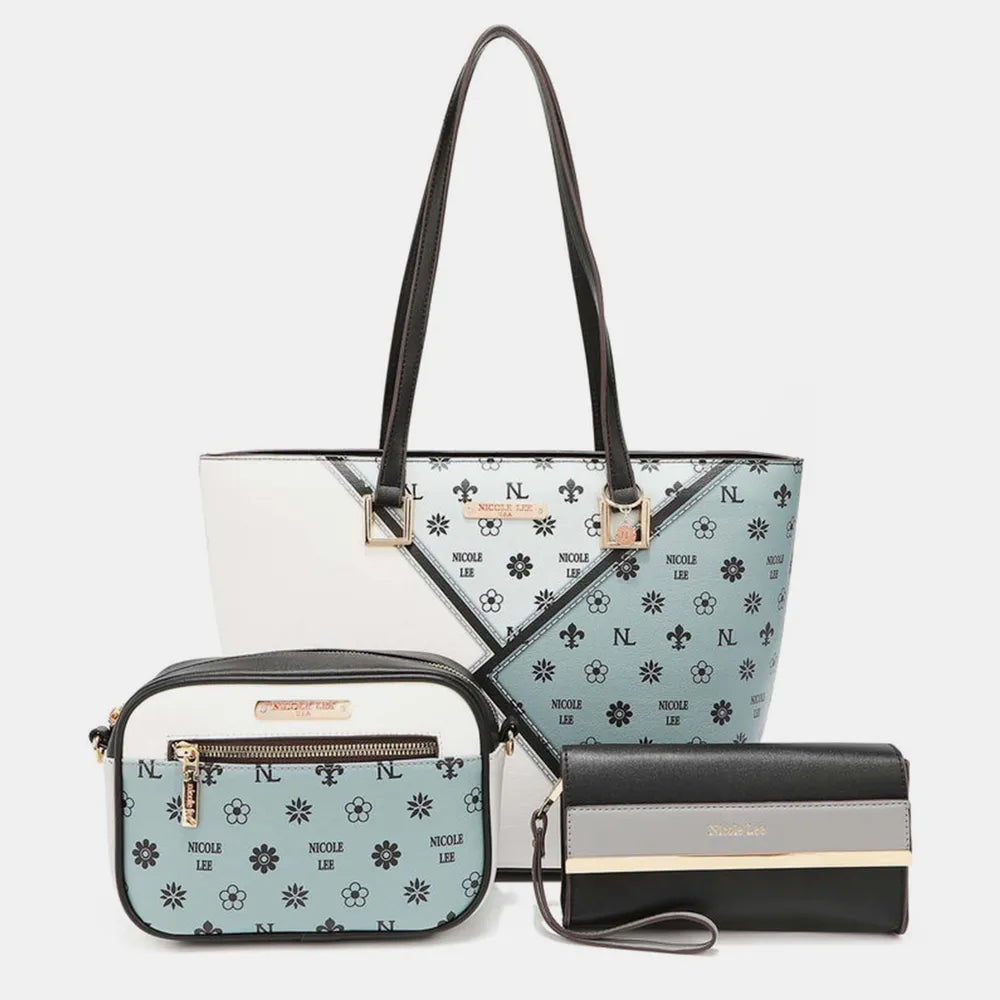 Nicole Lee USA 3-Piece Color Block Handbag Set - Premium handbags from Trendsi - Just $50.99! Shop now at Handbags Specialist Headquarter