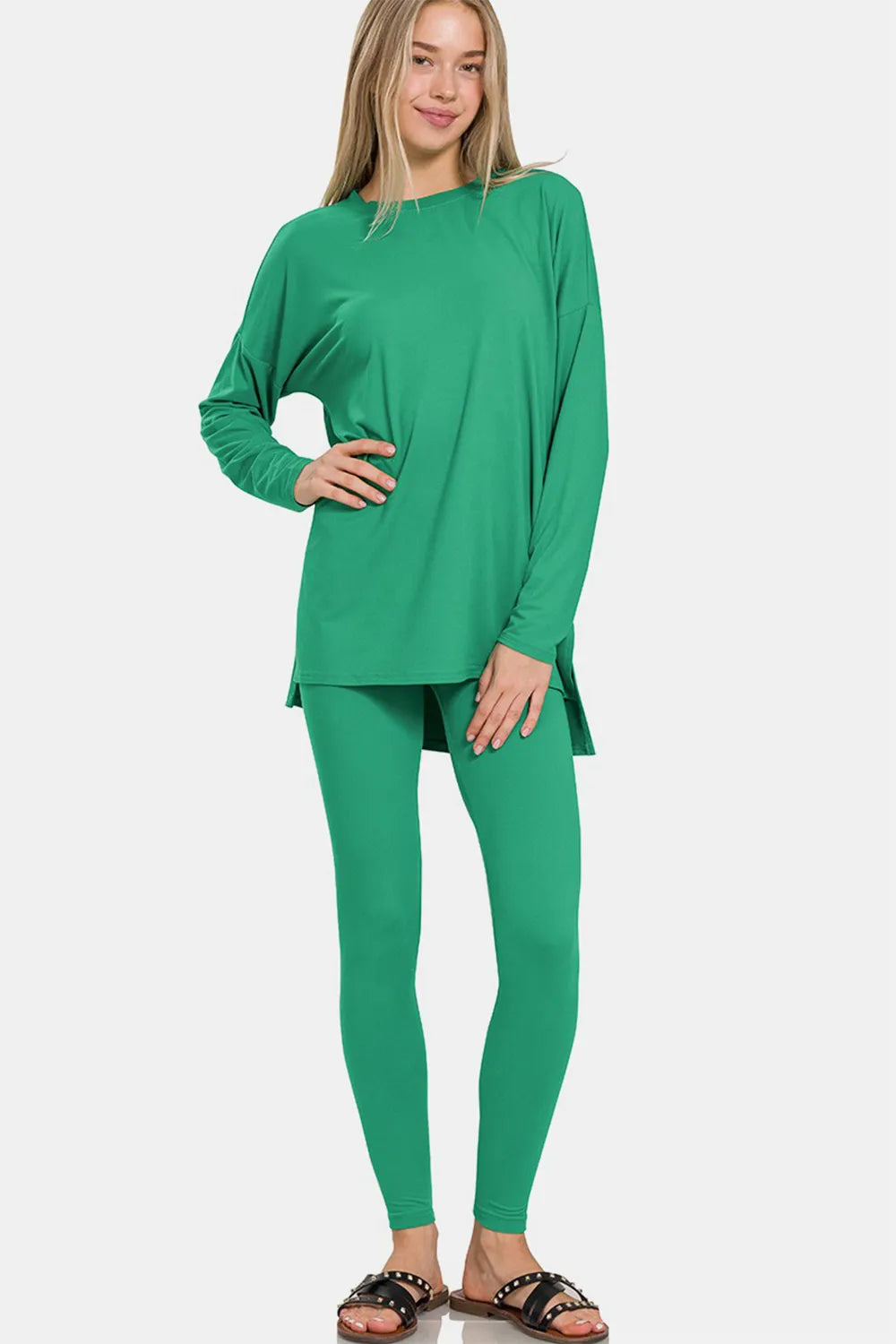 Zenana Full Size Brushed Microfiber Top and Leggings Lounge Set - Premium Sleepwear from Trendsi - Just $32.20! Shop now at Handbags Specialist Headquarter