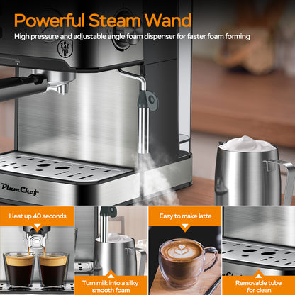 BrewMaster Pro: 20-Bar Espresso & Milk Frother