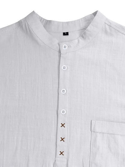 Men's Casual Collar Short Sleeve Linen Polo Shirt - Premium Men's Polo shirt from Trendsi - Just $41.99! Shop now at Handbags Specialist Headquarter